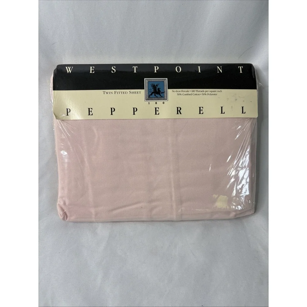 Vtg West Point Pepperell Twin Fitted & Flat Solid Sheets Pale Pink No Iron NOS